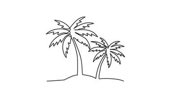 palm tree continuous one line drawing simple isolated vector