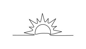 sun continuous one line drawing art vector