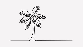 palm tree continuous one line drawing vector