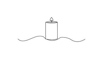 candle continuous one-line drawing flame vector