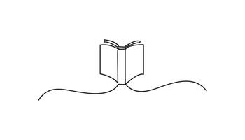 open book continuous one line drawing illustration vector