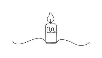 candle continuous one-line drawing simple design vector