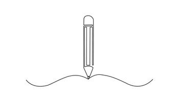 pencil continuous one-line drawing black colour vector