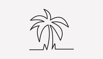 palm tree continuous one line drawing art vector
