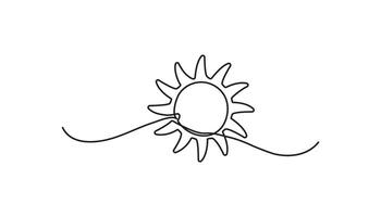 sun continuous one line drawing doodle sun vector