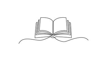 open book continuous one line drawing art vector