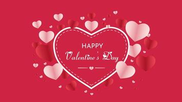 Valentine's day background with red and white hearts on red background vector