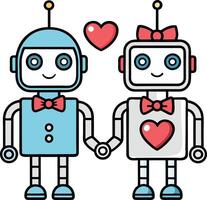 Robot Heart A Couple robot for valentines day vector