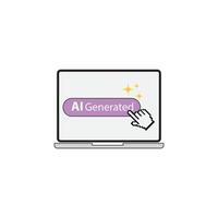 Cursor clicking generated button on laptop screen vector