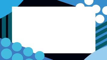 Empty white rectangular frame with geometric decorations in blue and teal tones. Template for Valentine's Day design vector