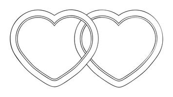 Two intertwined heart outlines in black and white. Minimalistic Valentine's Day design vector