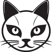 a black and white cat's face on a white background vector