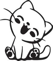 a cartoon cat sitting on the floor with its eyes closed vector