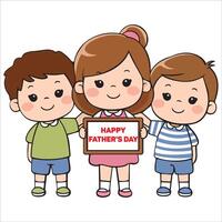 Smiling Kids Displaying Happy Father's Day Message vector