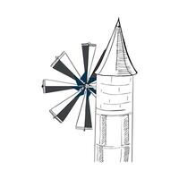 grain mill with blades old vector