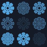 Set of outstanding snowflakes. Collection of snowflake winter decoration. Isolated on deep blue background. Perfect for holiday themed designs and invitations. Isolated snowflake collection. vector
