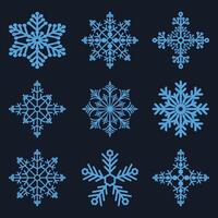 Set of cute snowflake icons On isolated background New Year ornament Symbols for mobile apps and website design. Flat snow icons, silhouette. vector