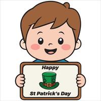 Happy Boy Holding a St. Patrick's Day Sign vector