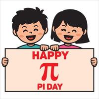 Excited Pair Presenting a Pi Day Banner vector
