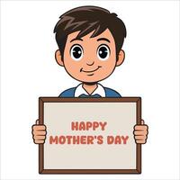 Smiling Kid with a Happy Mother's Day Message vector