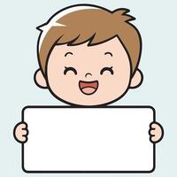 Smiling Kid Displaying Empty Sign vector