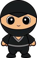 A cartoon ninja character with big eyes and a black mask vector