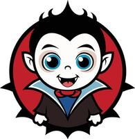 A cartoon vampire with blue eyes and a red nose vector