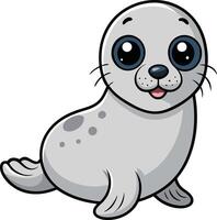 A cute seal with big eyes and a white background vector