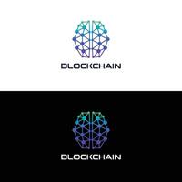 Abstract Brain Blockchain Technology Logo Design vector