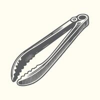 A drawing of a pair of tongs vector