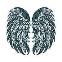 Two wings with feathers on a white background vector