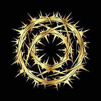 A golden crown of thorns on a black background vector