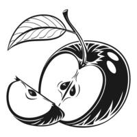 Apple with leaf and slice illustration vector