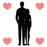 A man and woman are standing in front of a heart vector