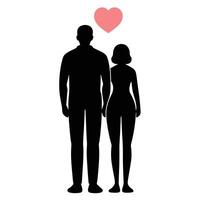 Silhouette of a man and woman standing next to each other vector