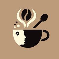 A dynamic coffee cup design in a simple two coloursPrint vector