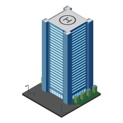 Isometric city building. Isometric modern building. Skyscraper building or business office. illustration