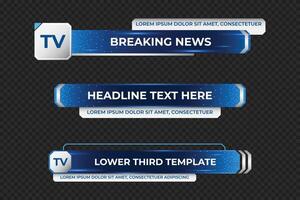 Futuristic design lower third banner. Broadcast news lower third banner template design. Lower third bar template for breaking news. headline title vector