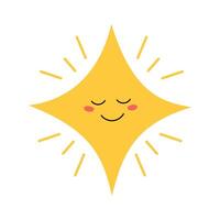 Star with smiling face. Perfect fit for cheerful projects, festive illustrations, or stickers. Flat cartoon isolated on a white background. vector
