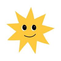 Cute yellow star with rays and a joyful face. vector