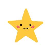 Simple and cute yellow star with a sweet smile vector