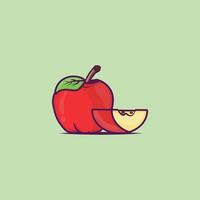 Set of different red apples isolated on green background vector