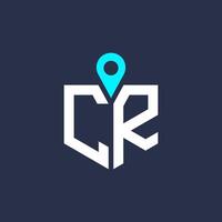 CR Location Logo Design for Recruitment and Navigation - Letter CR Logo Icon vector
