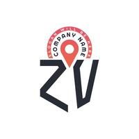 ZV Location Logo Design for Human Resources, Recruitment, and Navigation - Letter ZV Logo with Location Icon for Business and Technology vector