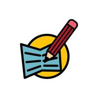 Pencil and paper icon illustration. Flat design style. illustration element design education logo idea with book and pencil shape. Basic logo idea with education theme vector