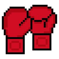 Red boxing gloves in pixel art style vector