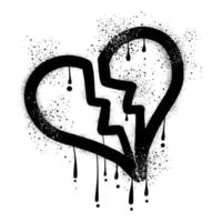 Broken heart graffiti with black spray paint vector