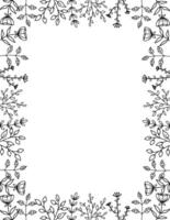 Outline floral frame. floral rectangular shape border vector