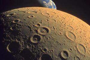 The moon and earth are seen from space photo
