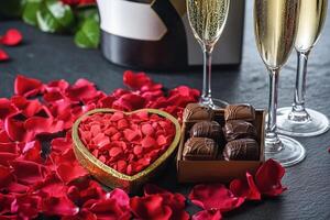 Valentine's day chocolates and champagne photo
